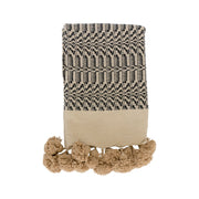 Beige & Black Pom Pom Blanket