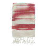Red and White Striped Cotton Scarf