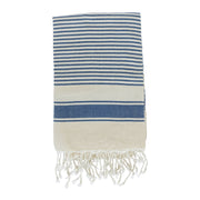 Blue and White Striped Cotton Scarf
