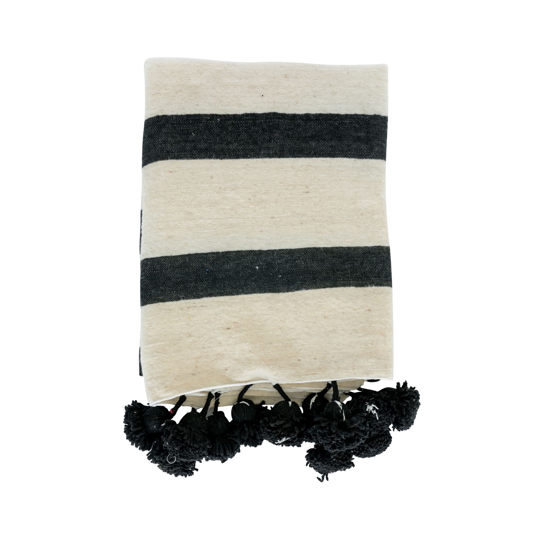 White & Black Pom Pom Blanket (High Texture)